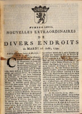 Nouvelles extraordinaires de divers endroits Dienstag 26. August 1794