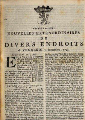 Nouvelles extraordinaires de divers endroits Freitag 5. September 1794