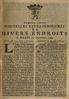 Nouvelles extraordinaires de divers endroits Dienstag 30. September 1794