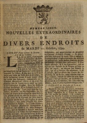 Nouvelles extraordinaires de divers endroits Dienstag 21. Oktober 1794