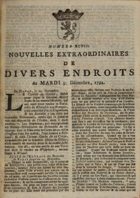 Nouvelles extraordinaires de divers endroits Dienstag 9. Dezember 1794