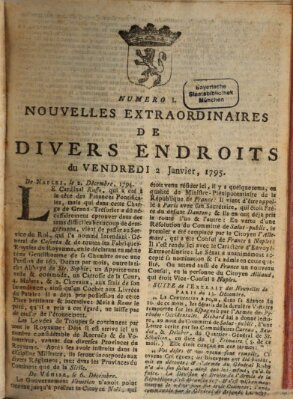 Nouvelles extraordinaires de divers endroits Freitag 2. Januar 1795