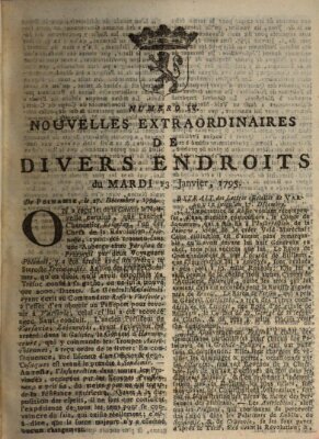 Nouvelles extraordinaires de divers endroits Dienstag 13. Januar 1795