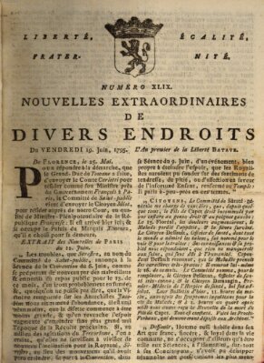 Nouvelles extraordinaires de divers endroits Freitag 19. Juni 1795