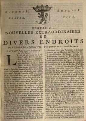 Nouvelles extraordinaires de divers endroits Freitag 3. Juli 1795