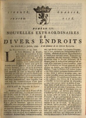 Nouvelles extraordinaires de divers endroits Dienstag 7. Juli 1795