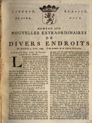 Nouvelles extraordinaires de divers endroits Dienstag 4. August 1795