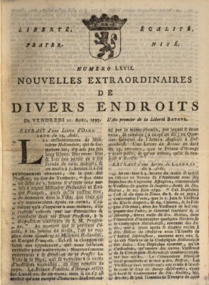 Nouvelles extraordinaires de divers endroits Freitag 21. August 1795