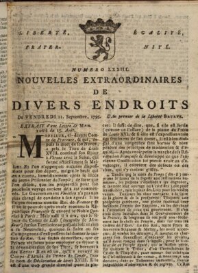 Nouvelles extraordinaires de divers endroits Freitag 11. September 1795