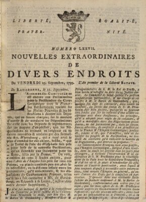 Nouvelles extraordinaires de divers endroits Freitag 25. September 1795