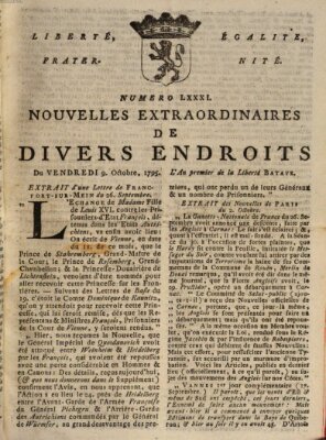 Nouvelles extraordinaires de divers endroits Freitag 9. Oktober 1795