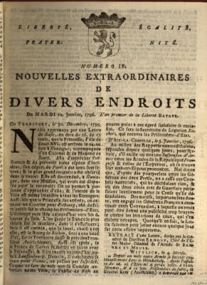 Nouvelles extraordinaires de divers endroits Dienstag 12. Januar 1796