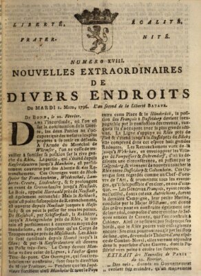 Nouvelles extraordinaires de divers endroits Dienstag 1. März 1796