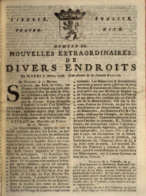 Nouvelles extraordinaires de divers endroits Dienstag 8. März 1796