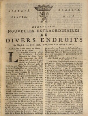 Nouvelles extraordinaires de divers endroits Dienstag 19. April 1796