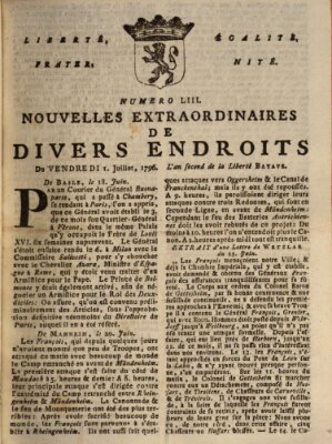 Nouvelles extraordinaires de divers endroits Freitag 1. Juli 1796