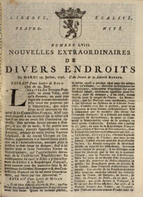 Nouvelles extraordinaires de divers endroits Dienstag 19. Juli 1796