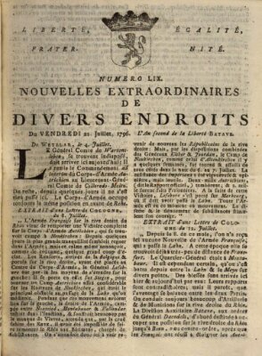 Nouvelles extraordinaires de divers endroits Freitag 22. Juli 1796