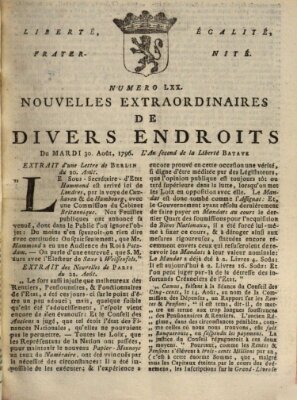 Nouvelles extraordinaires de divers endroits Dienstag 30. August 1796