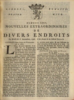 Nouvelles extraordinaires de divers endroits Dienstag 6. September 1796