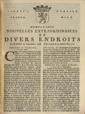 Nouvelles extraordinaires de divers endroits Dienstag 13. September 1796