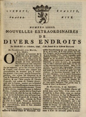 Nouvelles extraordinaires de divers endroits Dienstag 11. Oktober 1796