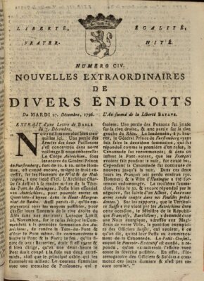 Nouvelles extraordinaires de divers endroits Dienstag 27. Dezember 1796