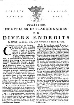 Nouvelles extraordinaires de divers endroits Dienstag 13. Februar 1798