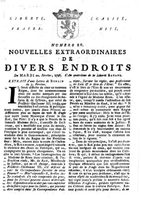 Nouvelles extraordinaires de divers endroits Dienstag 20. Februar 1798