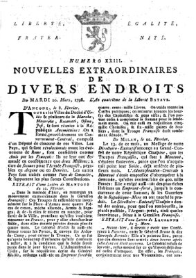 Nouvelles extraordinaires de divers endroits Dienstag 20. März 1798