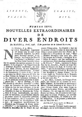 Nouvelles extraordinaires de divers endroits Dienstag 3. April 1798