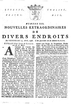 Nouvelles extraordinaires de divers endroits Freitag 13. April 1798