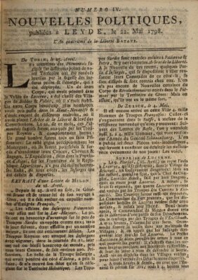 Nouvelles politiques (Nouvelles extraordinaires de divers endroits) Dienstag 22. Mai 1798