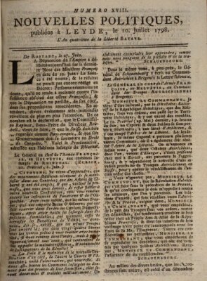 Nouvelles politiques (Nouvelles extraordinaires de divers endroits) Dienstag 10. Juli 1798