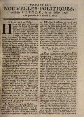 Nouvelles politiques (Nouvelles extraordinaires de divers endroits) Dienstag 24. Juli 1798