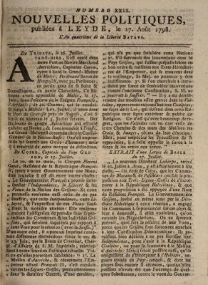 Nouvelles politiques (Nouvelles extraordinaires de divers endroits) Freitag 17. August 1798