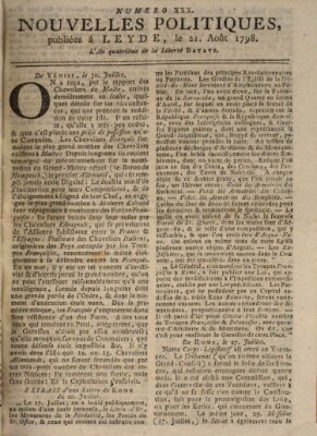 Nouvelles politiques (Nouvelles extraordinaires de divers endroits) Dienstag 21. August 1798