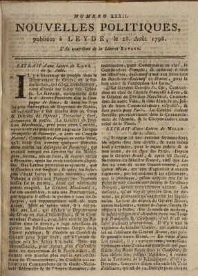 Nouvelles politiques (Nouvelles extraordinaires de divers endroits) Dienstag 28. August 1798