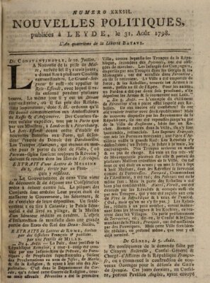 Nouvelles politiques (Nouvelles extraordinaires de divers endroits) Freitag 31. August 1798