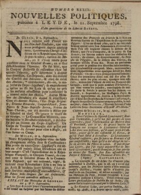 Nouvelles politiques (Nouvelles extraordinaires de divers endroits) Freitag 21. September 1798