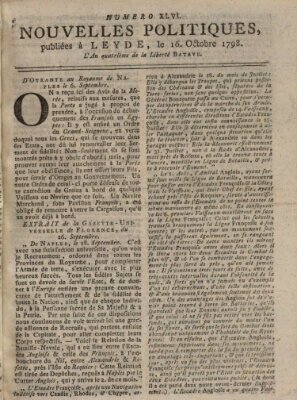 Nouvelles politiques (Nouvelles extraordinaires de divers endroits) Dienstag 16. Oktober 1798