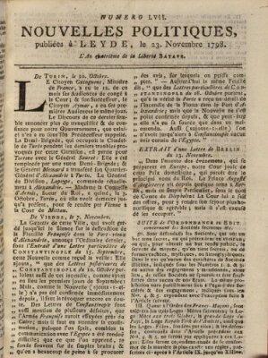 Nouvelles politiques (Nouvelles extraordinaires de divers endroits) Freitag 23. November 1798