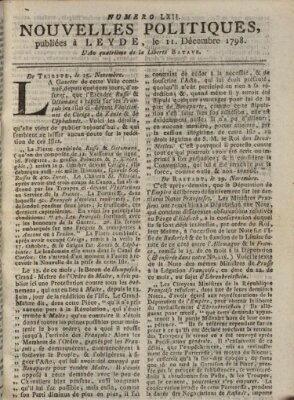 Nouvelles politiques (Nouvelles extraordinaires de divers endroits) Dienstag 11. Dezember 1798