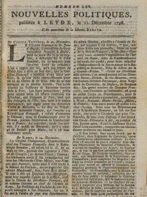 Nouvelles politiques (Nouvelles extraordinaires de divers endroits) Freitag 21. Dezember 1798