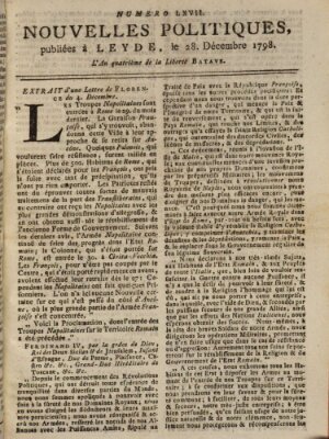 Nouvelles politiques (Nouvelles extraordinaires de divers endroits) Freitag 28. Dezember 1798