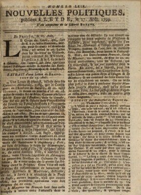 Nouvelles politiques (Nouvelles extraordinaires de divers endroits) Dienstag 27. August 1799