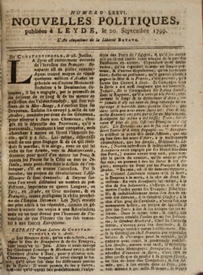 Nouvelles politiques (Nouvelles extraordinaires de divers endroits) Freitag 20. September 1799