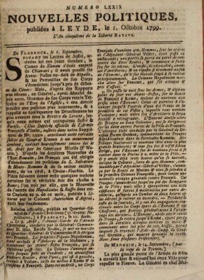 Nouvelles politiques (Nouvelles extraordinaires de divers endroits) Dienstag 1. Oktober 1799