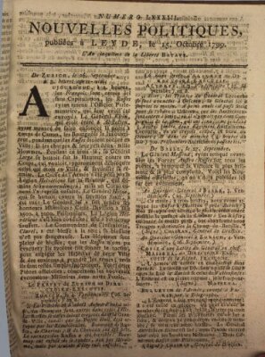 Nouvelles politiques (Nouvelles extraordinaires de divers endroits) Dienstag 15. Oktober 1799