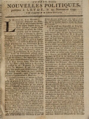 Nouvelles politiques (Nouvelles extraordinaires de divers endroits) Dienstag 19. November 1799